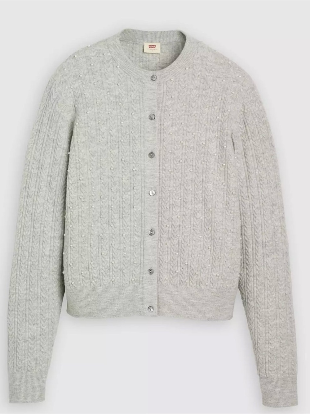 Levi's Supersoft Crewneck Cardigan with Pearl Embellishments